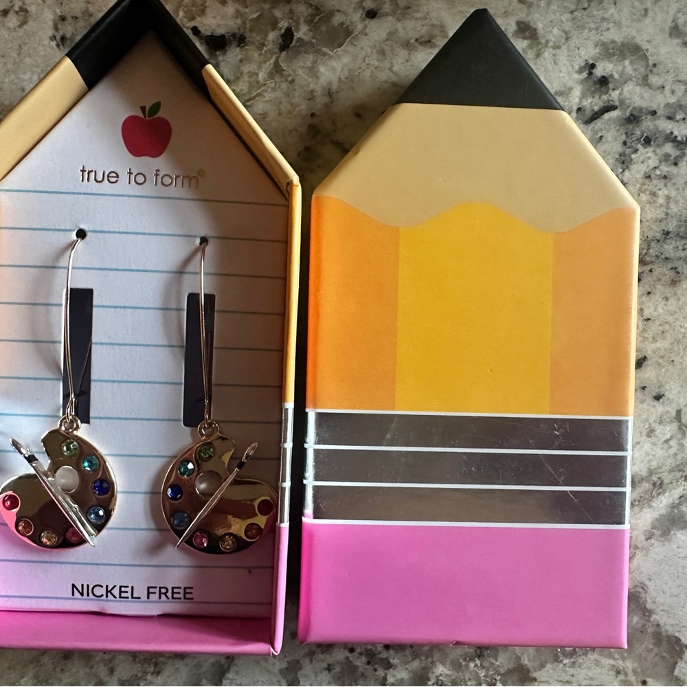 Artist Palette Earrings True to Form in Crayon Box Nickel Free  NEW. - Picture 4 of 4